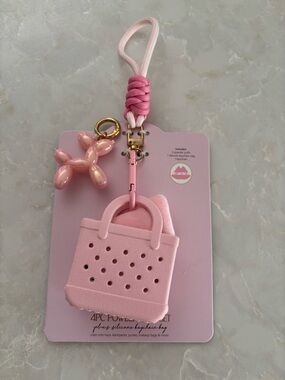 NWT Pink Mini Tote Charm Keychain with Balloon Dog Charm
